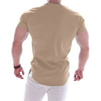 Khaki Muške haljine košulje Muški fitness sportski rukavi s kratkim rukavima Brza suha majica Stretch treneri