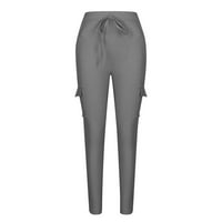 FJOFPR Fall odjeća teretna hlače za žene plus veličine casual elastični struk za struk višestruki džepovi labavi fit pantaloner