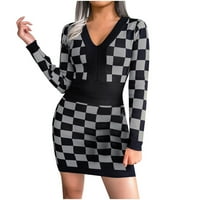 Žene modni casual labavi geometrijski uzorci džemper pletene haljina hot25sl4487727
