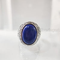 Lapis Lazuli Mans Ring, prirodni nakit Lapis Lazuli, srebrni prsten, srebrni prsten, rođendanski poklon, teški muški prsten, arapski dizajn, prsten od osmanskog stila, Božić, Turska mens ring