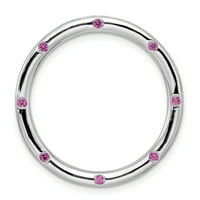 Carat u Karatsu Sterling Silver Stack Exp Stvoreno Pink safirni lančani kliznik Privjesak sa srebrnom užad ogrlicu 16 ''