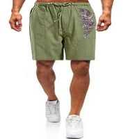 Avamo Men Casual Peather Print Mini pantalone Srednji struk Classic Fit dno Muške elastične kutije za odmor