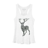 DEER ŽENSKI WHITE HEATHER GRAFIC RACERBACK TOP - Dizajn od strane ljudi 2xl