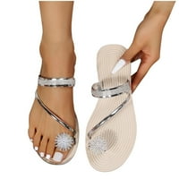 Žene Ljetne cipele-cipele s cipelama Rhinestone Flats Casual Beach Sandals Papuče za žene za čišćenje