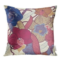 Pink cvjetni uzorak sa svijetlim orhidenim cvijećem crvene antikne crteže vintage ručni jastuk jastuk na poklopcu jastuka