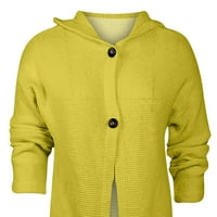 Kakina s zimskim kaputima za žene, ženski dugi rukav čista boja labav dugi dugi duks kardigan kapuljač s kapuljačom Yellow, XXXL
