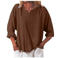 PUAAWKOER košulja za WomenV-izrezTeetCausal modna bluza Ženske vrhove 2xl kafa