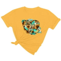 Ženski suncokret grafički majice kratki rukav okrugli vrat labavi ljetni ties vrhovi