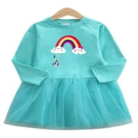 Glonme Toddler haljine dugih rukava za zabavu MESH Holiday Casual Labavi posada vrat plava
