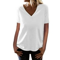 Dyfzdhu majica za žene Ljeto labavo Ležerne modne jednostavne majice s kratkim rukavima u obliku vrata