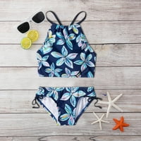Eczipvz Kids kupaće kupaje ljetne toddlere Djevojke Bowknot Strawberry Prints Tassel Tri kupaći kostimi kupaći kostim Bikini traka za glavu, tamno plava