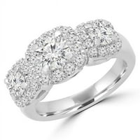 1. CTW Diamond Halo Tri kamena Angažovačka obljetni prsten u 14k bijelo zlato - veličine 3,25