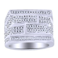 0. Carat Okrugli bijeli prirodni dijamantski prsten za bend u 14k bijelo zlato preko sterlinga srebrne