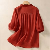 Deagia Pet Cent rukav vintage majica za žene V izrez za vez casual labave bluze čvrste tiskane tuničke
