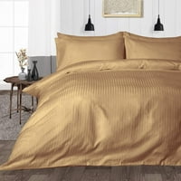 Twin veličina egipatska pamučna posteljina, luksuzni set sa dubokim džepom - 400TC Udobni i strojni ručni listovi - Taupe Stripe