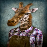 Giraffe glava koja nosi ljudsku odjeću smiješno parodirati životinjska umjetnost fotografija cool zidni dekor umjetnosti print plakat 24x36