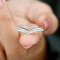 Jewels Rosec CT Ženski Elegantni dijamantski zlatni Chevron prsten u podešavanju u Pave, srebrna srebra, US 4.00
