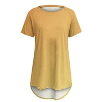 Ženske plus veličine vrhova gradijent boja kratkih rukava ljetne majice zakrivljene rublje casual modne košulje žute b xl, veličina SAD-a: 10
