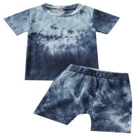 Sanviglor Toddler Outfit Crew Crt Crt Lether OutFits Tie Dye Print Hotsovi Podesi rubnu košulju + Mini hlače PARTY Mornary Blue