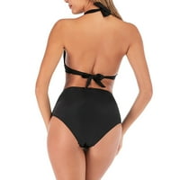 Scyoekwg Womens Bikini Ljetni trendy Split kupaći kostimi Monokini kupaći kostimi s kupaćem kupaćim odjećom kupaći kostimi od punog boja Bikini setovi crne s