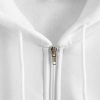 Prevelike zip up duksele za žene Ležerne prilike pune boje s kapuljačom dugih rukava Zip up korektni