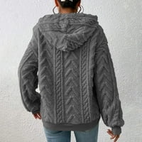 Duksevi za žene Čvrsti plišani puni solid sa kapuljačom zadebljanih žakard dugih rukava džemper kaput