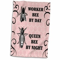 3D ružičarski radnik po danu kraljice po noćnim pčelinjim ilustracijama preko ružičastih ručnika ružičastih
