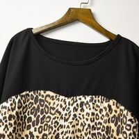 Modne majice s dugim rukavima za ženske majice Mekani leopard tiskani posadni vrat labavi fit bluze Comfort majica