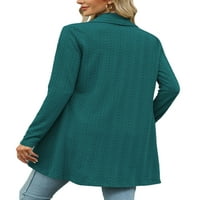 Neilla dame kardigans Solid Color Owneweward dugih rukava Klintni kardigan Ženski lagani džemperi Otvori prednja pauna zelena l