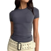 HFYIHGF seksi kratki rukav za žene Solid Color Slim Fit Streetweard majica učvršćivača u tijesu Basic