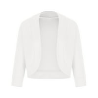 Meichang kratki kardigan za žene rukav ležerne bluže od slanih usjeva čvrsta jakna otvorena prednja