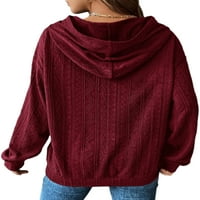 Seksi plesne ženske dukseve pulover pulover dugih rukava s kapuljačom s dugim rukavima, labavi fit skakač vrhovi Fall Wine Red XL