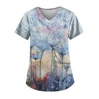 Bazyrey Womens Ljetni vrhovi Grafički tiskani bluza Ženska okrugla vrat Trendi majice kratkih rukava