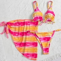 B91XZ kupaći kostimi za žene Print Set grudnjak Punjeni kupaći kostimi kupaći kostim Three Bikini Ženska odjeća za kupalice za odmor Multicolor, L