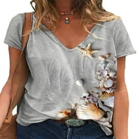 Capreze Women majica Kratki rukav Ljetni vrhovi plaža Print majica Comfy Tee V izrez Tunika Bluza Style