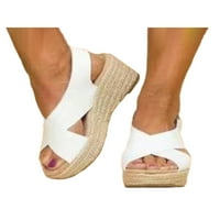 Gomelly Women Wedge Sandale Cross Strap Platform Comfort Comfort Espadrilles Sandal Magic Trape Ležerne