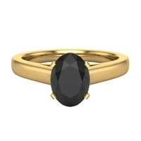 Black Diamond zaručni prsten za žene Solitaire Oval 14K Gold Carat