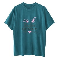 Oslinn Ženski trendi Uskršnja grafička majica Slatke kratke rukave Teers Easter Bunny Print Tops Crew Crct košulje Comfy Labave Ležerne bluza Vintage odjeća modna neba plava 8
