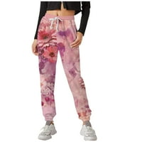 Umitay ženski povremeni modni ispisani ispisani lobavi digitalni tiskani hlače široke noge hlače