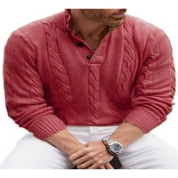 LUMENTO MENS Slim Fit Work džemper pletiva dugi rukavi Pleteni džemperi topli solid boju Jumper Tops Red XL