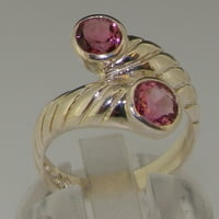 Britanci izrađeni 14k bijeli zlatni prirodni ružičasti turmalin ženski prsten za bend - Opcije veličine