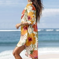 Dxhmoneyh žene seksi gumb dolje majice kupaće odijelo za kupanje pokrivaju plaža cvjetna tiskana majica