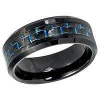 Muški ženski volfran vjenčani zaručni prsten za angažman ivica crna IP pobuna s plavim i crnim ugljičnim