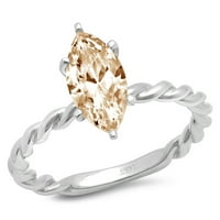 2CT Marquise Cut Yellow Moissine 18k bijelo zlatni godišnjica za angažman prsten veličine 10.5