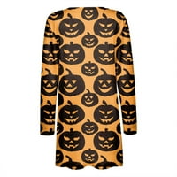 Yubatuo ženski povremeni kardigan Halloween tiskani od tiskanih dugih rukava sa džepovima Kardigan za žene Narančasta m