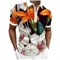 Polo majice za muškarce 3D digitalni tisak rever sa zatvaračem kratkih rukava casual majica