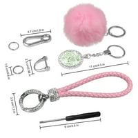 Pletetirani taster set D oblik Ključ za automobile POM POM Carabiner Clip Školski Biološki kristalni