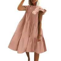 Petkort Žene Ležerne haljine kratkih rukava Elementi Žene plus veličina izrezana bez leđa Flowy Line Maxi haljina ružičasta, L