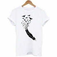 Žene Ljetni vrhovi labavi fit u prodaji Modni ženski kratki rukav majica za majice Peather Print Casual