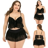 Plus size Tankini kupaći kostim za žene Čvrsta boja Čipka Split kupaći kostim bikini odjeća za kupaće